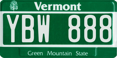 VT license plate YBW888