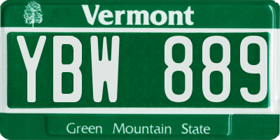 VT license plate YBW889