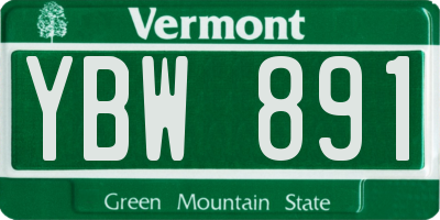 VT license plate YBW891