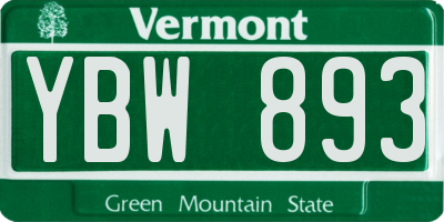 VT license plate YBW893