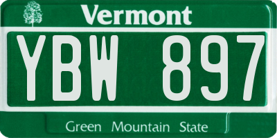 VT license plate YBW897