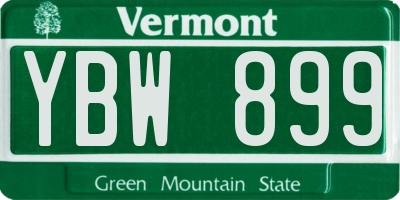VT license plate YBW899
