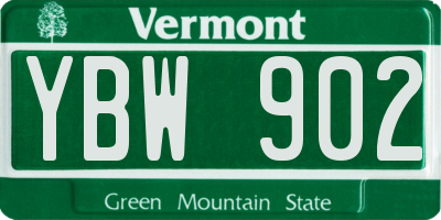VT license plate YBW902