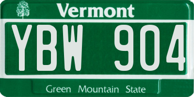 VT license plate YBW904