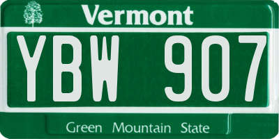 VT license plate YBW907