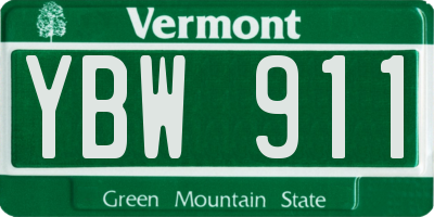 VT license plate YBW911
