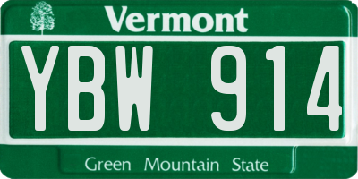 VT license plate YBW914
