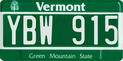 VT license plate YBW915