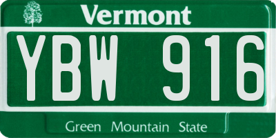 VT license plate YBW916