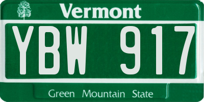 VT license plate YBW917
