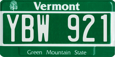 VT license plate YBW921
