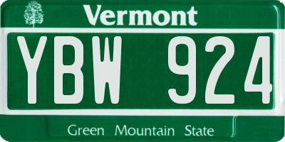 VT license plate YBW924