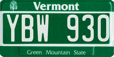 VT license plate YBW930