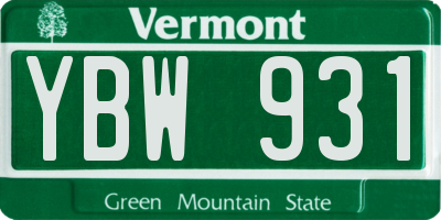 VT license plate YBW931