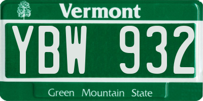 VT license plate YBW932