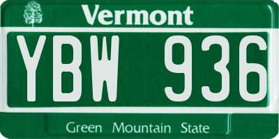 VT license plate YBW936