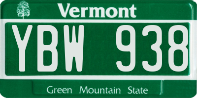 VT license plate YBW938