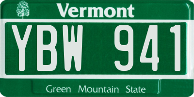 VT license plate YBW941