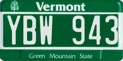 VT license plate YBW943