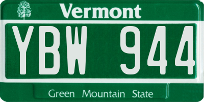 VT license plate YBW944