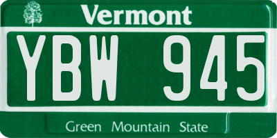 VT license plate YBW945