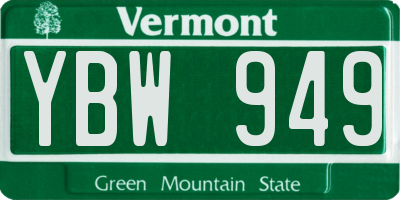 VT license plate YBW949