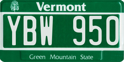 VT license plate YBW950