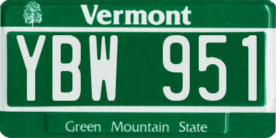 VT license plate YBW951