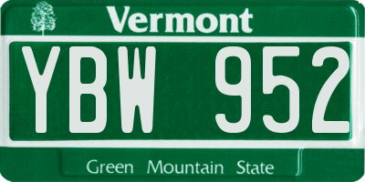 VT license plate YBW952