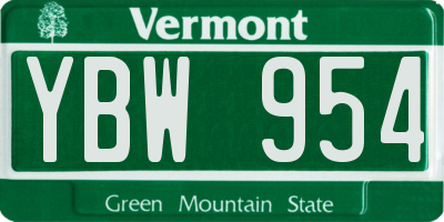 VT license plate YBW954