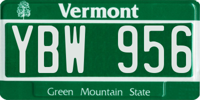 VT license plate YBW956
