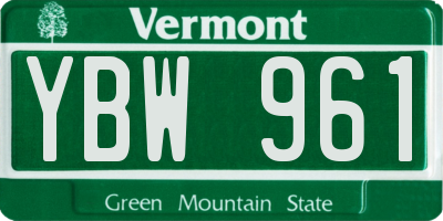 VT license plate YBW961