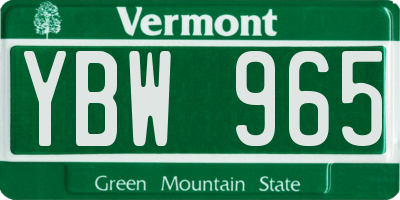 VT license plate YBW965