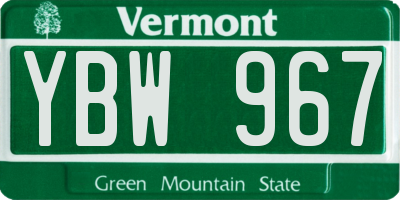 VT license plate YBW967