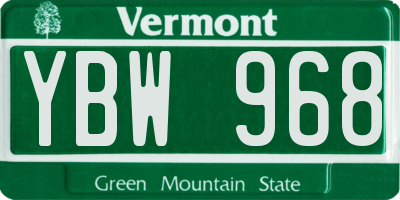 VT license plate YBW968