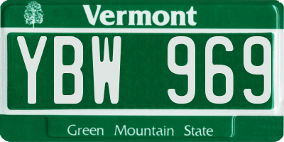 VT license plate YBW969