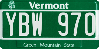 VT license plate YBW970