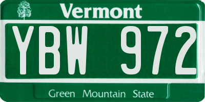 VT license plate YBW972