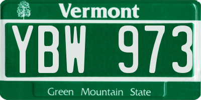 VT license plate YBW973