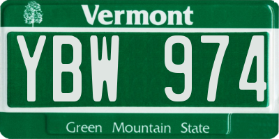 VT license plate YBW974