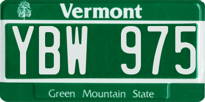 VT license plate YBW975