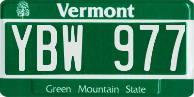 VT license plate YBW977