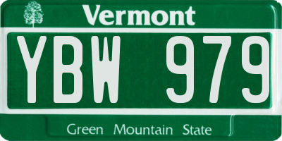 VT license plate YBW979