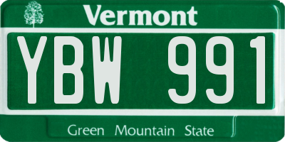 VT license plate YBW991