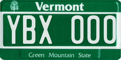 VT license plate YBX000