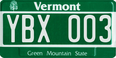 VT license plate YBX003