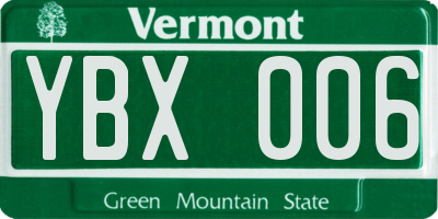 VT license plate YBX006