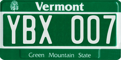 VT license plate YBX007