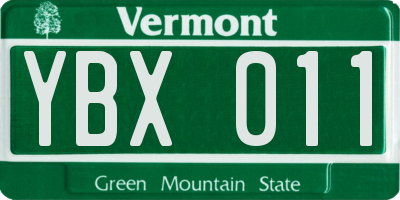 VT license plate YBX011