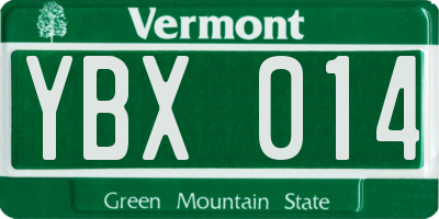 VT license plate YBX014